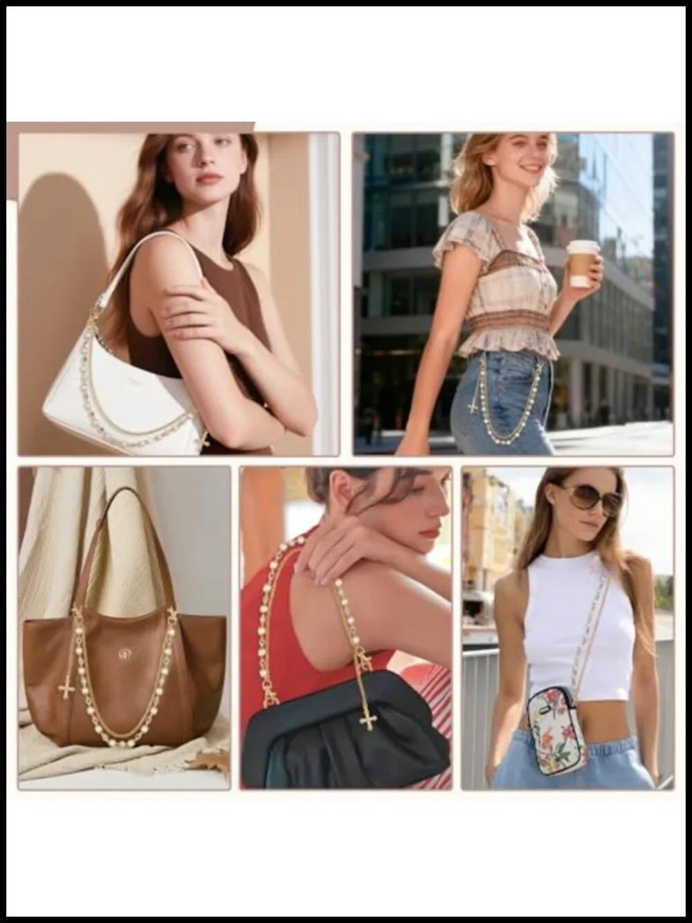 Geometric Bag Chain Charm Purse Extender Keychain Wallet Chain